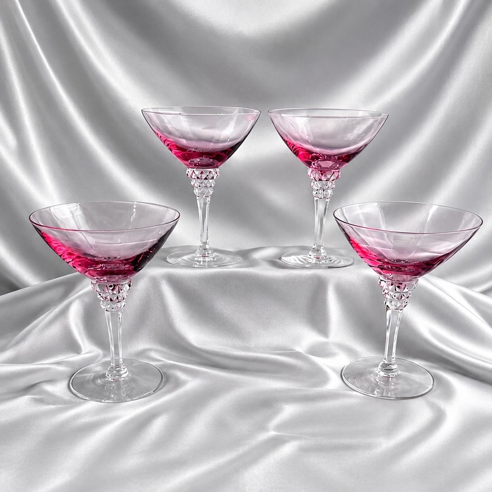 Tiffin Franciscan Wisteria Pink Tall Sherbet Champagne Coupe Stem 17501 Set of 4